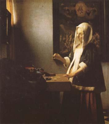 Jan Vermeer Woman Holing a Balance (mk08) oil painting picture